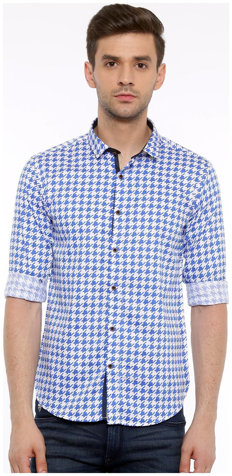 

WITH Men White Printed Slim Fit Casual Shirt