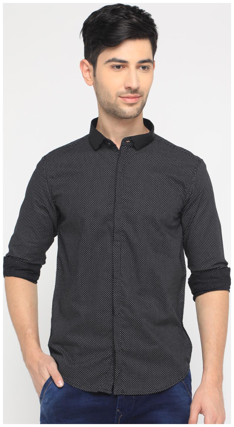 

WITH Men Black Printed Slim Fit Casual Shirt