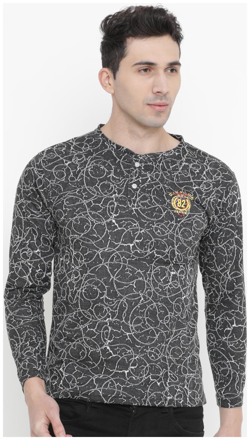 

WITH Men Black Slim fit Cotton Henley neck T-Shirt - Pack Of 1