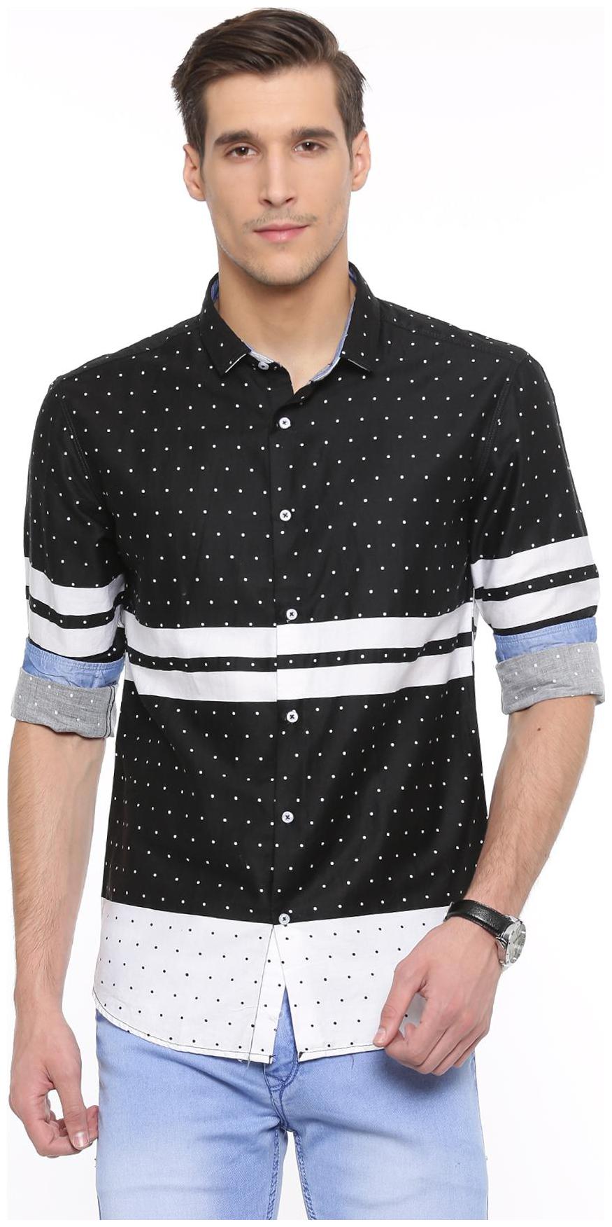

WITH Men Black Checked Slim Fit Casual Shirt