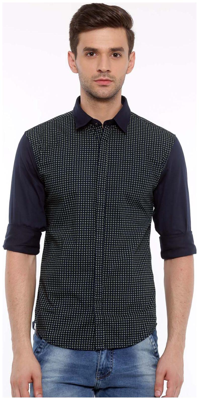 

WITH Men Green Printed Slim Fit Casual Shirt