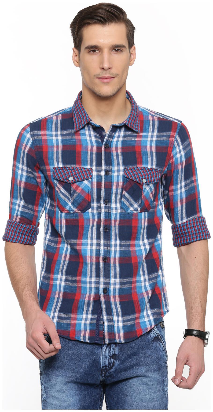 

WITH Men Multi Checked Slim Fit Casual Shirt