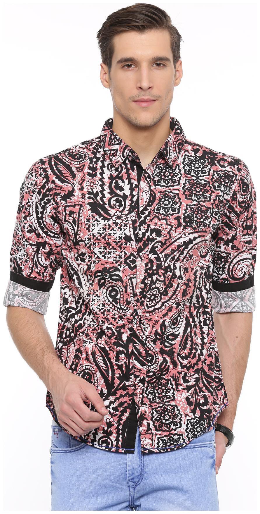 

WITH Men Black Printed Slim Fit Casual Shirt