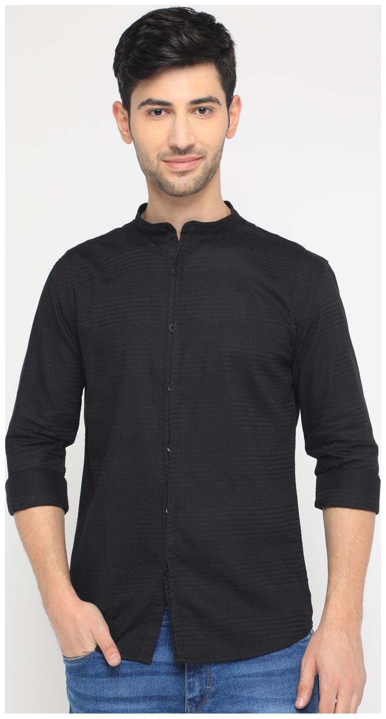 

WITH Men Black Vertical Stripes Slim Fit Casual Shirt