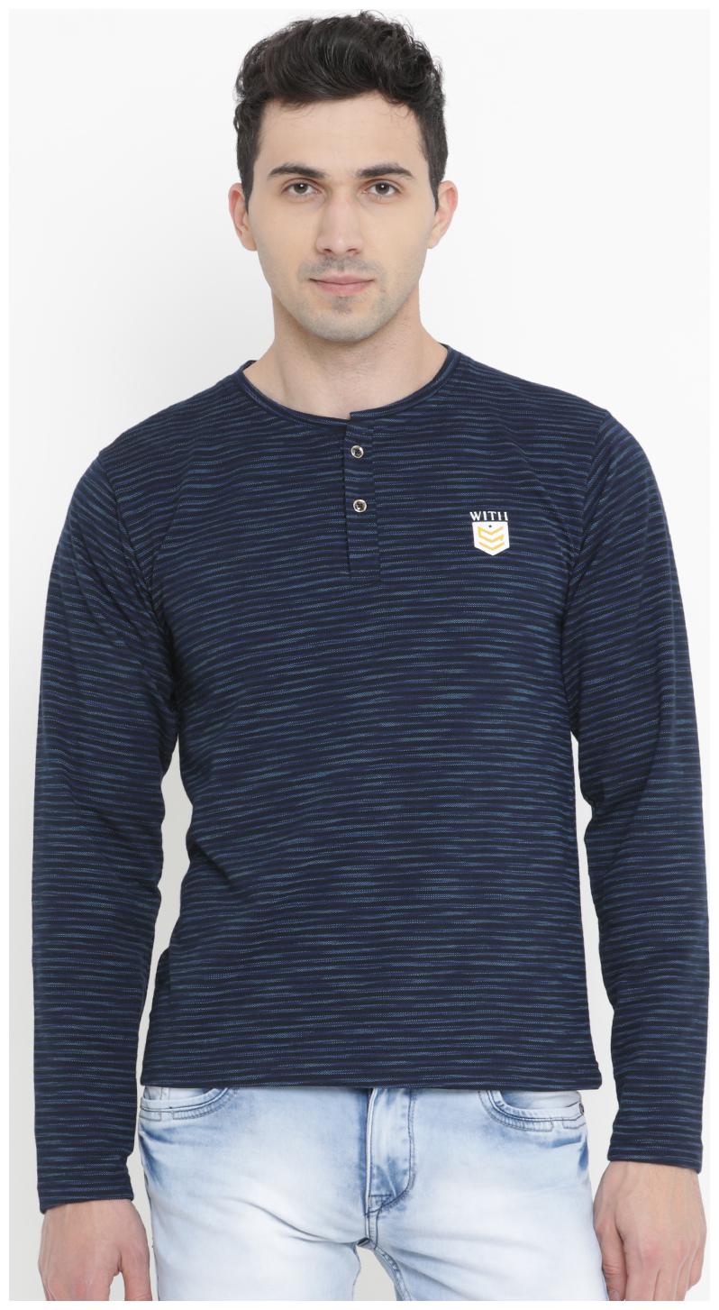 

WITH Men Black Slim fit Cotton Henley neck T-Shirt - Pack Of 1