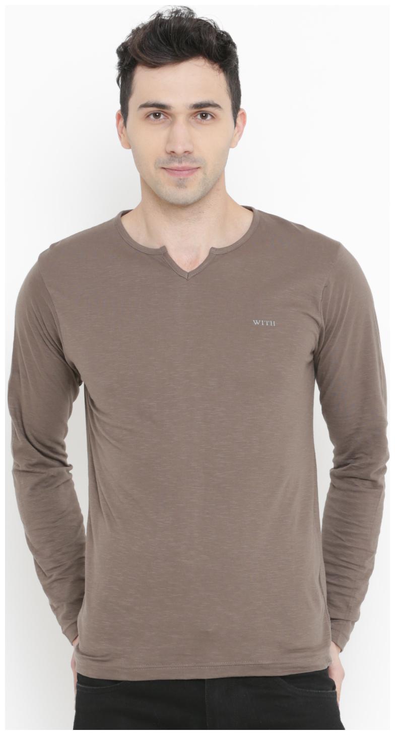 

WITH Men Grey Slim fit Cotton Round neck T-Shirt - Pack Of 1