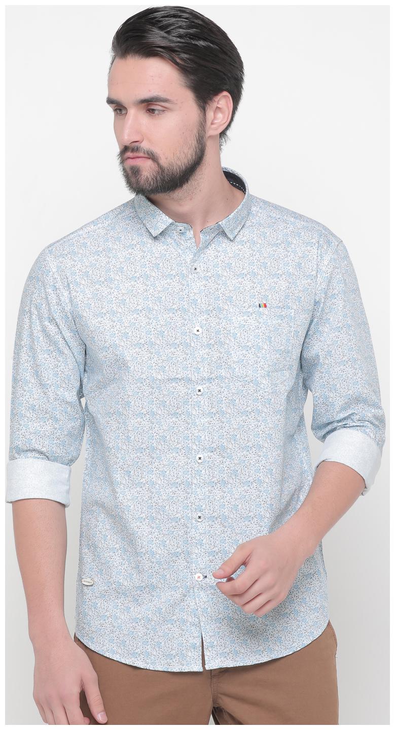 

WITH Men Blue Printed Slim Fit Casual Shirt