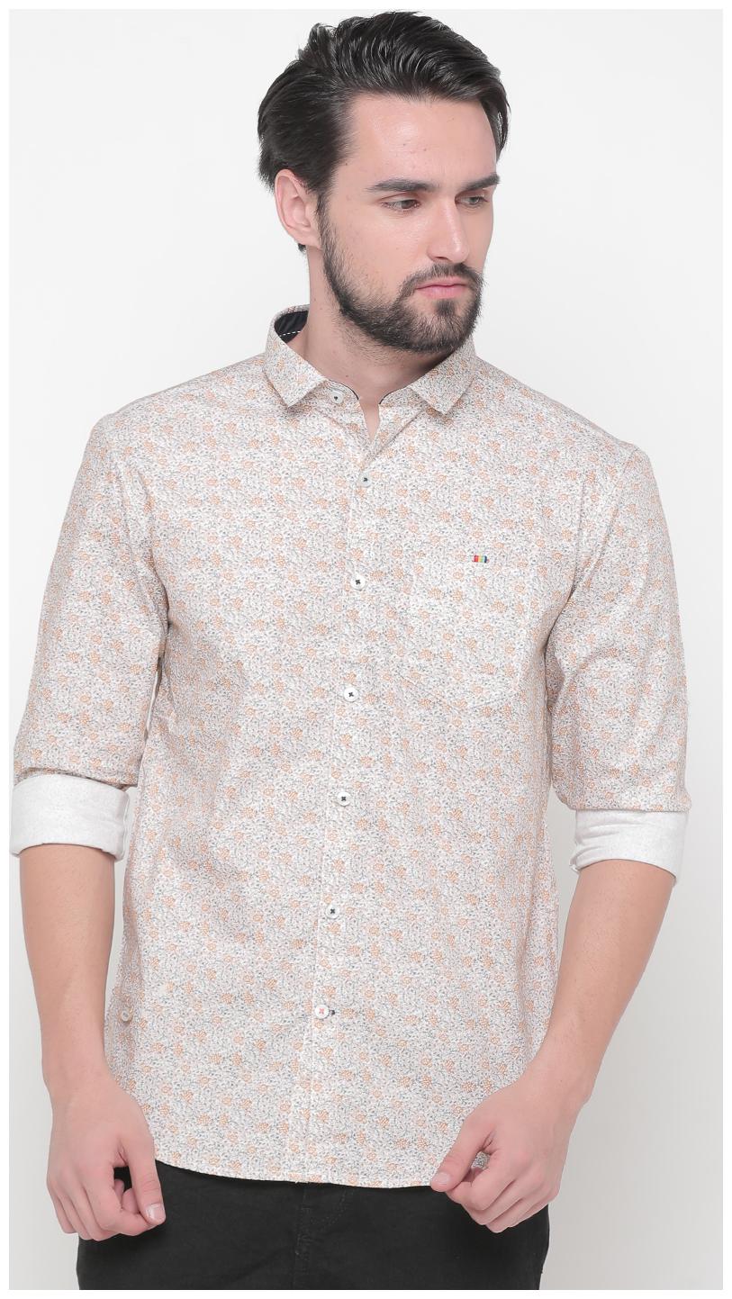 

WITH Men Beige Printed Slim Fit Casual Shirt