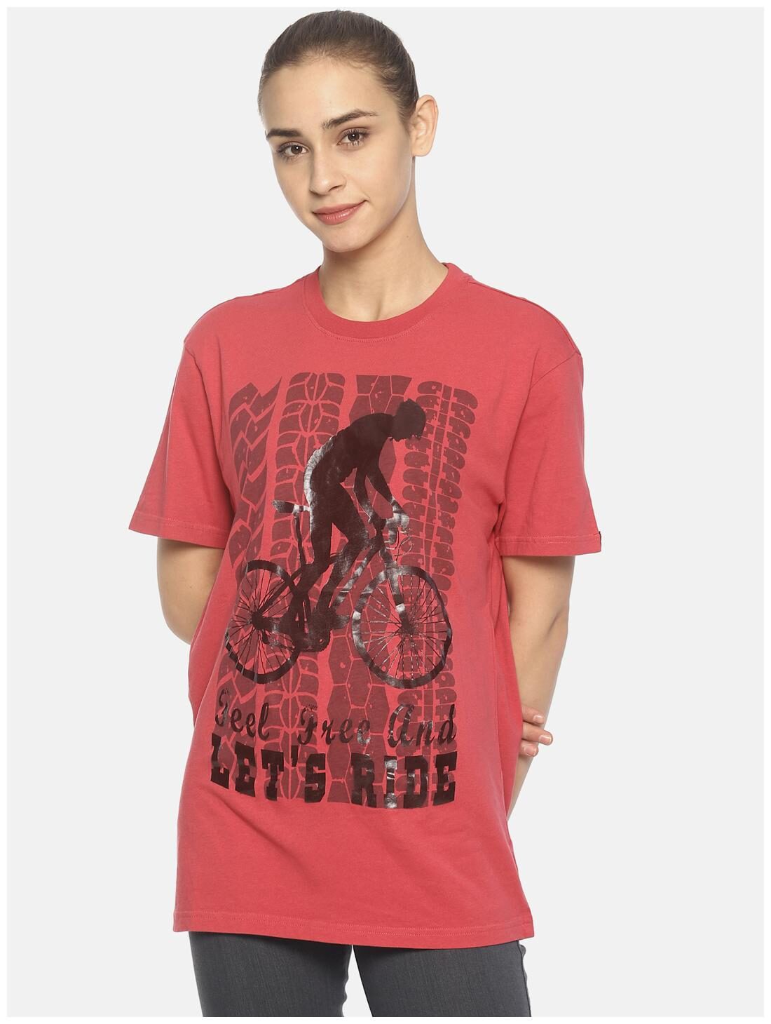 

Wolfpack Women Pink Regular fit Round neck Cotton T shirt