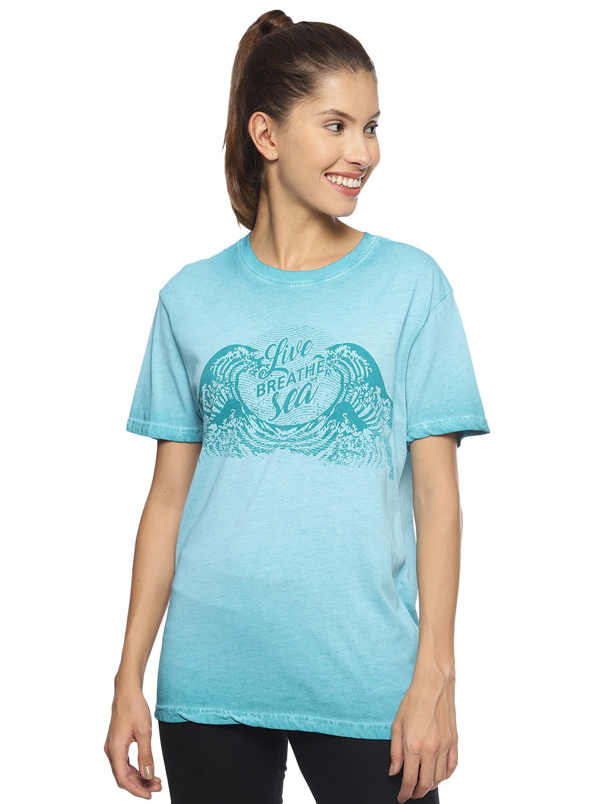 

Wolfpack Women Blue Regular fit Round neck Cotton T shirt