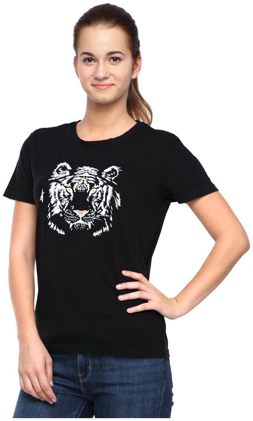 

Wolfpack Women Black Regular fit Round neck Cotton T shirt
