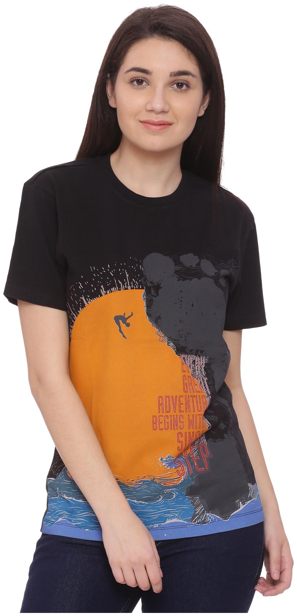 

Wolfpack Women Black Regular fit Round neck Cotton T shirt