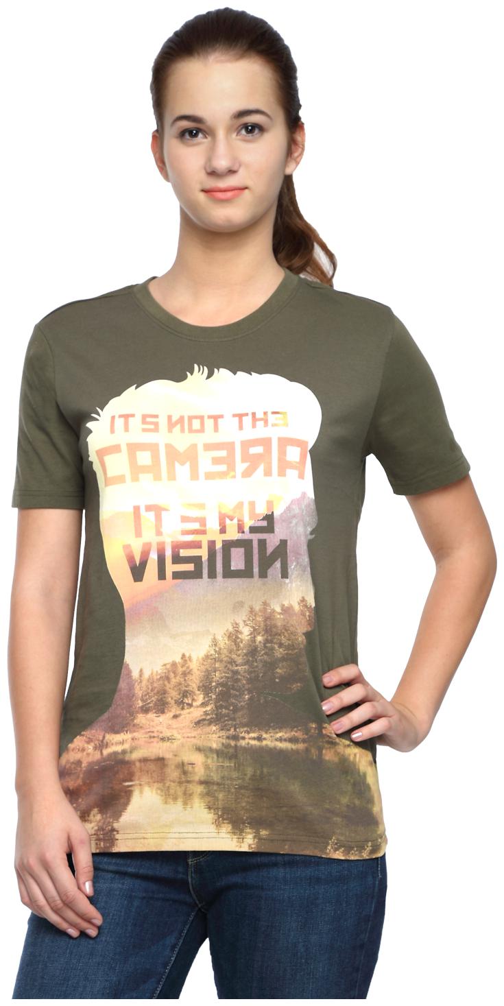 

Wolfpack Women Green Regular fit Round neck Cotton T shirt