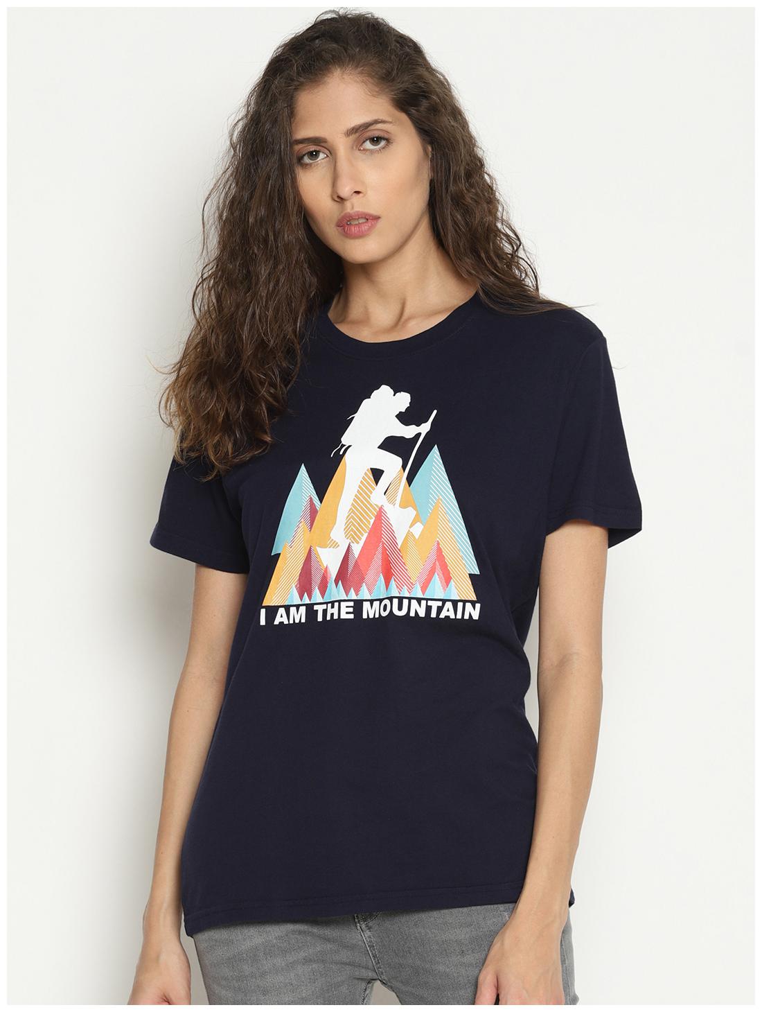 

Wolfpack Cotton Navy Blue Graphic T Shirt For Women