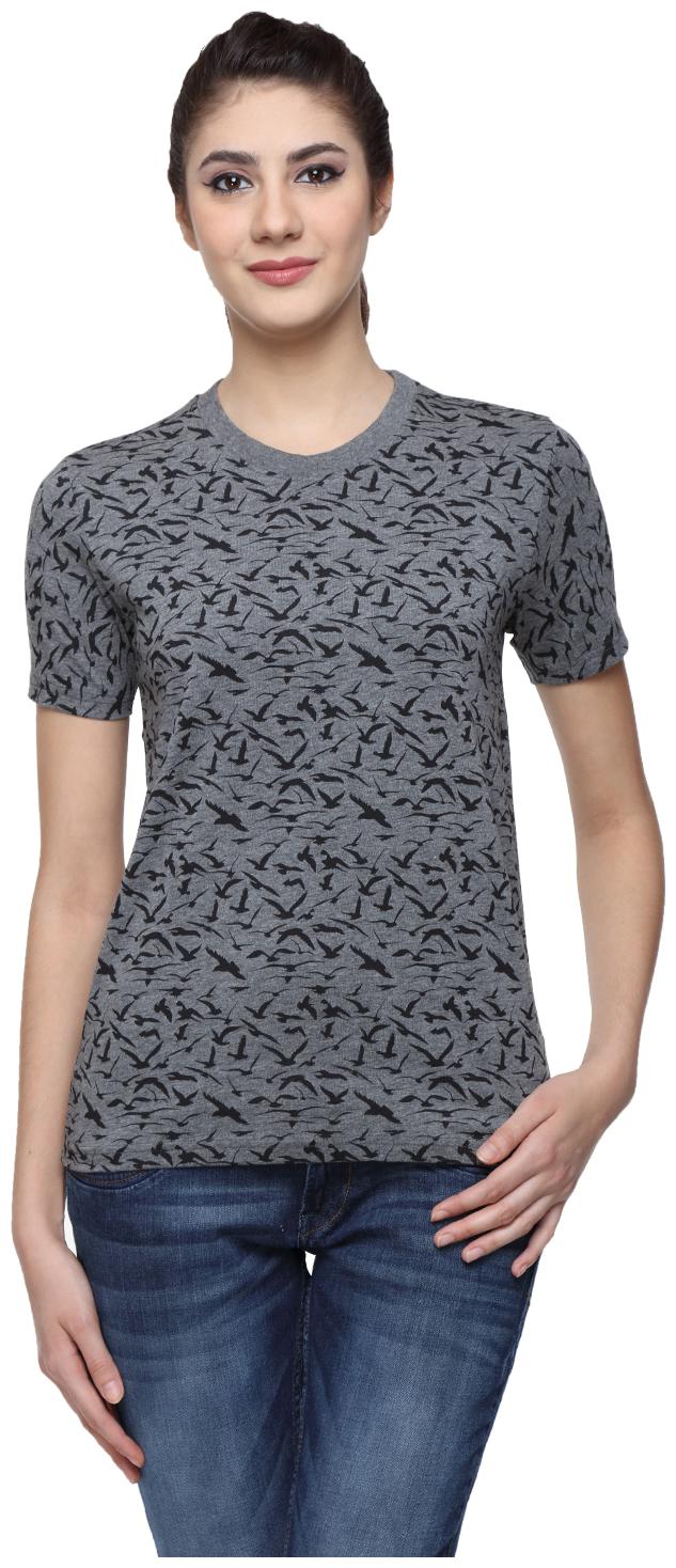 

Wolfpack Women Grey Regular fit Round neck Cotton T shirt