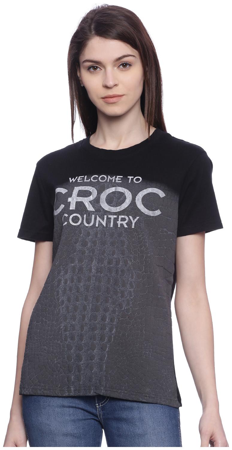 

Wolfpack Women Black Regular fit Round neck Cotton T shirt