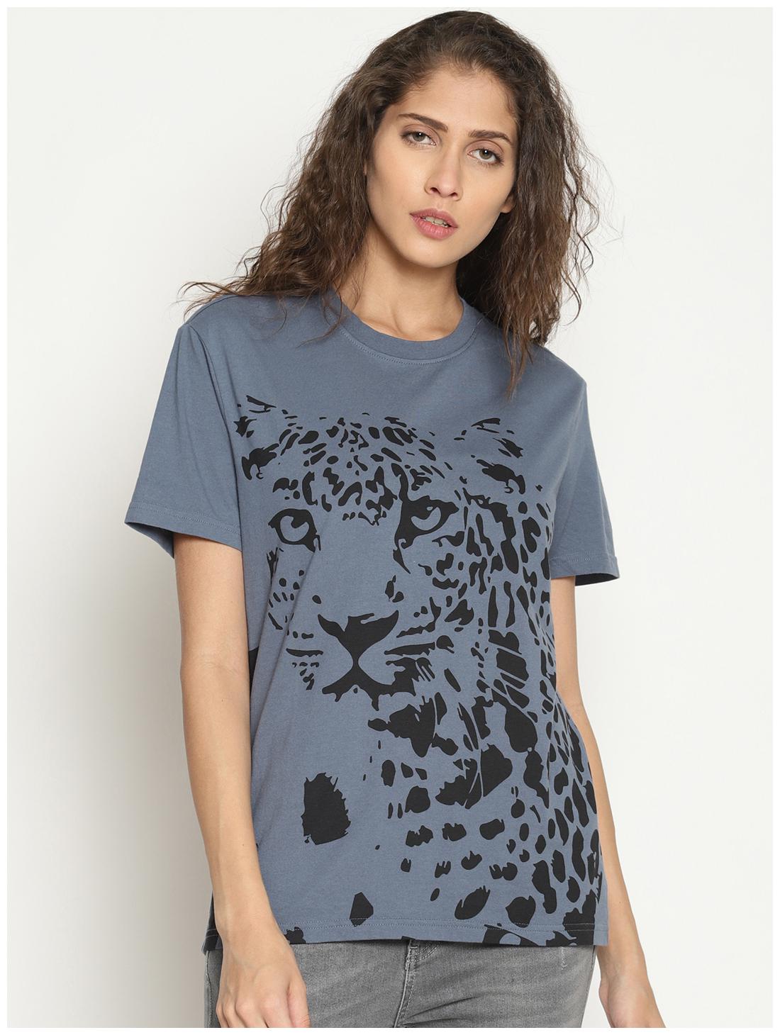 

Wolfpack Women Grey Regular fit Round neck Cotton T shirt
