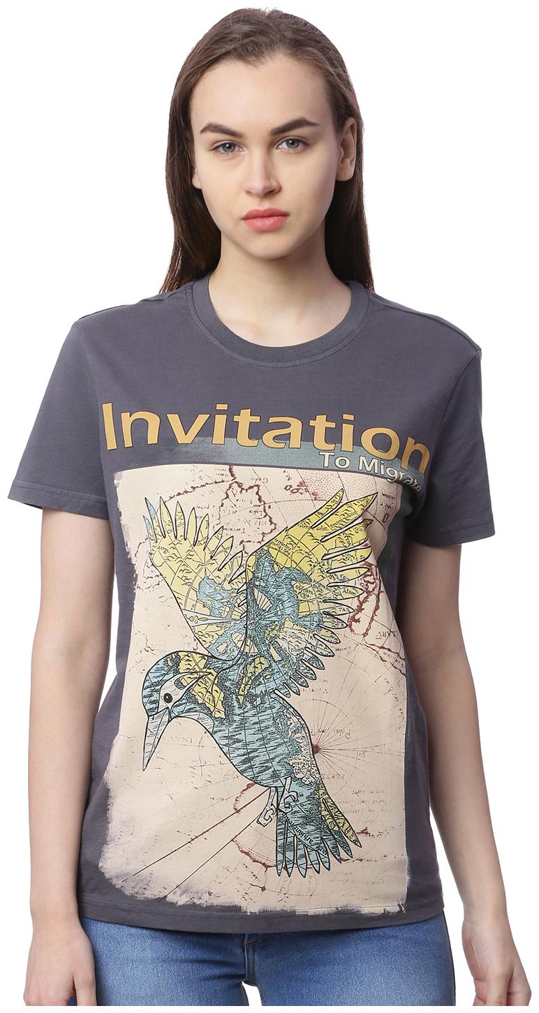 

Wolfpack Women Grey Regular fit Round neck Cotton T shirt