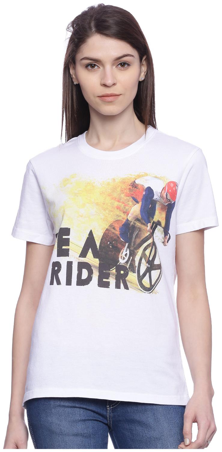 

Wolfpack Women White Regular fit Round neck Cotton T shirt