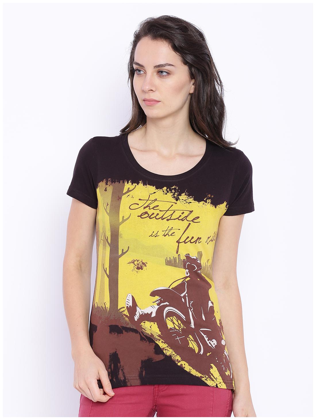 

Wolfpack Women Black Regular fit Round neck Cotton T shirt