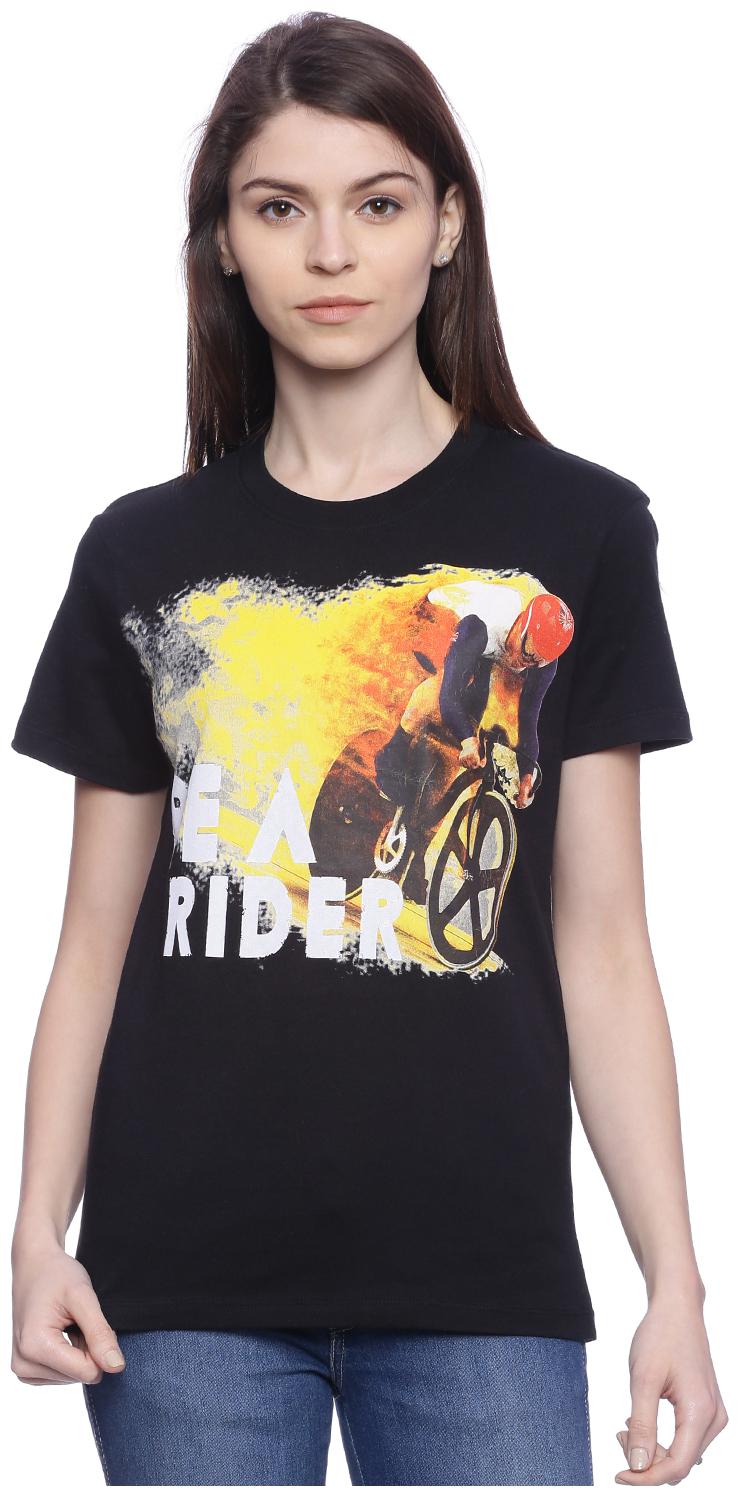 

Wolfpack Women Black Regular fit Round neck Cotton T shirt
