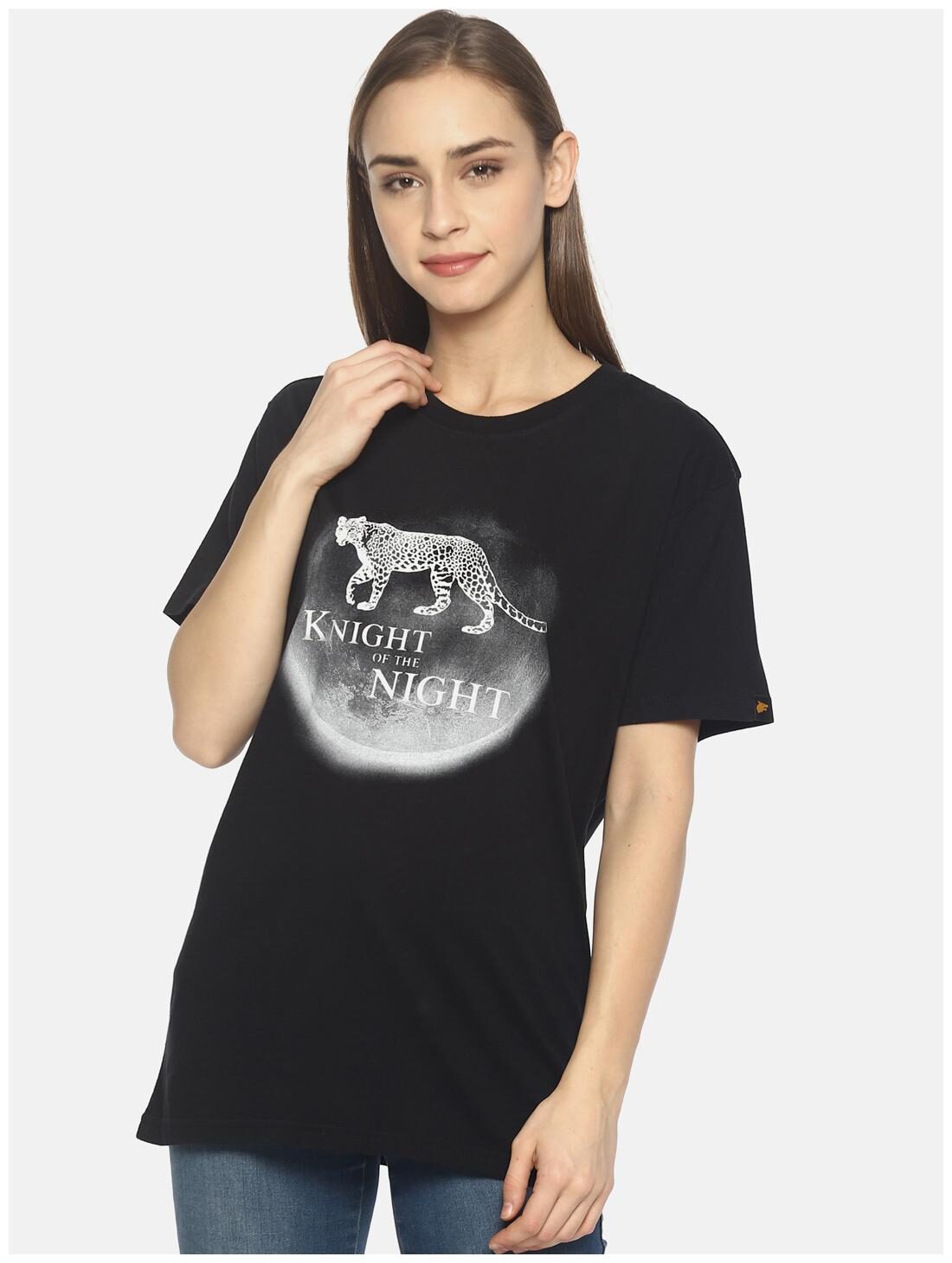 

Wolfpack Women Black Regular fit Round neck Cotton T shirt