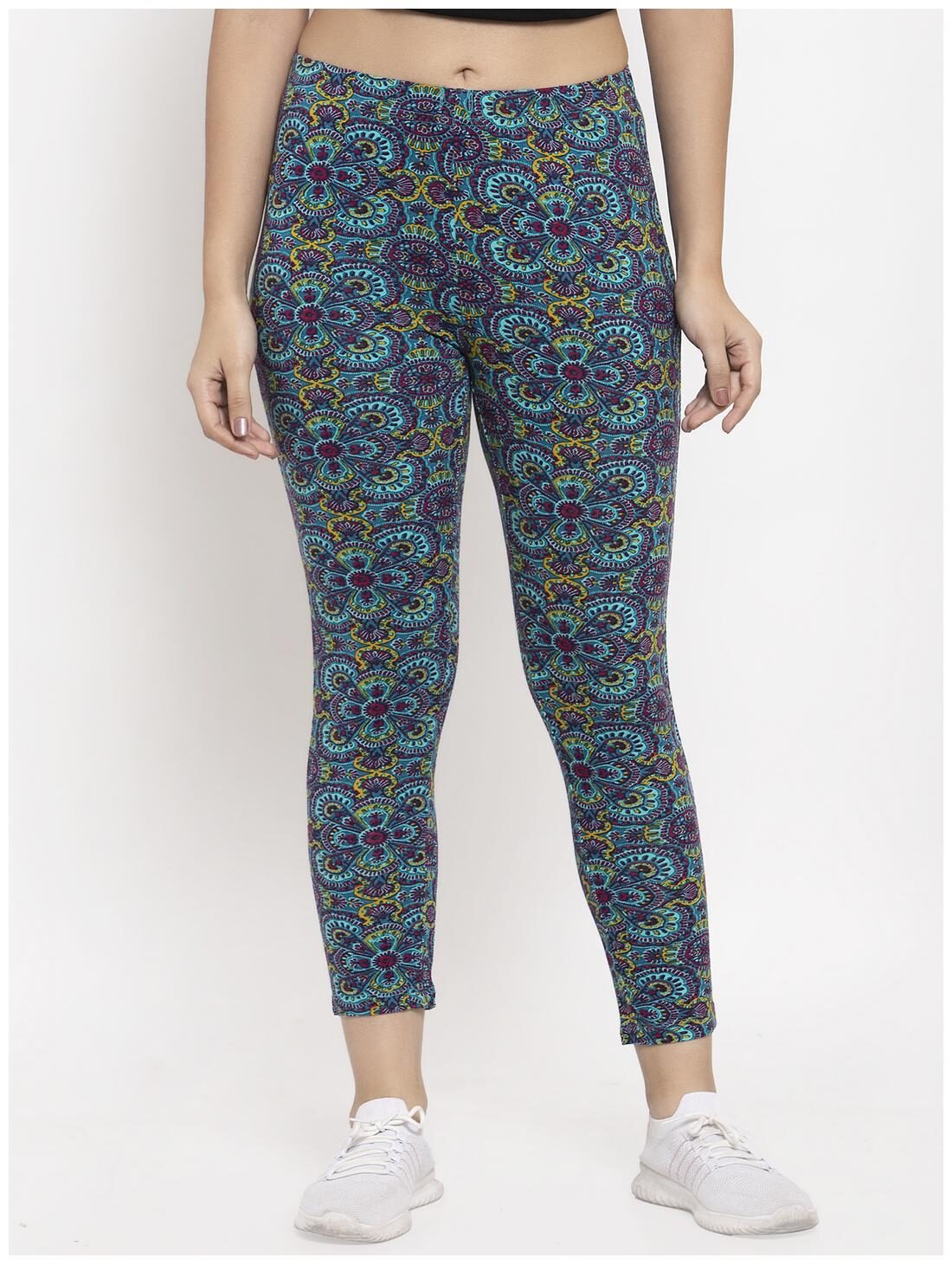 

Wolfpack Women Blue Cotton Floral Leggings