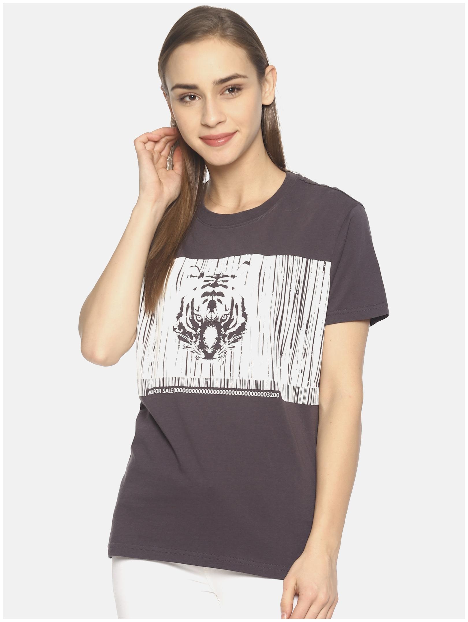 

Wolfpack Women Grey Regular fit Round neck Cotton T shirt