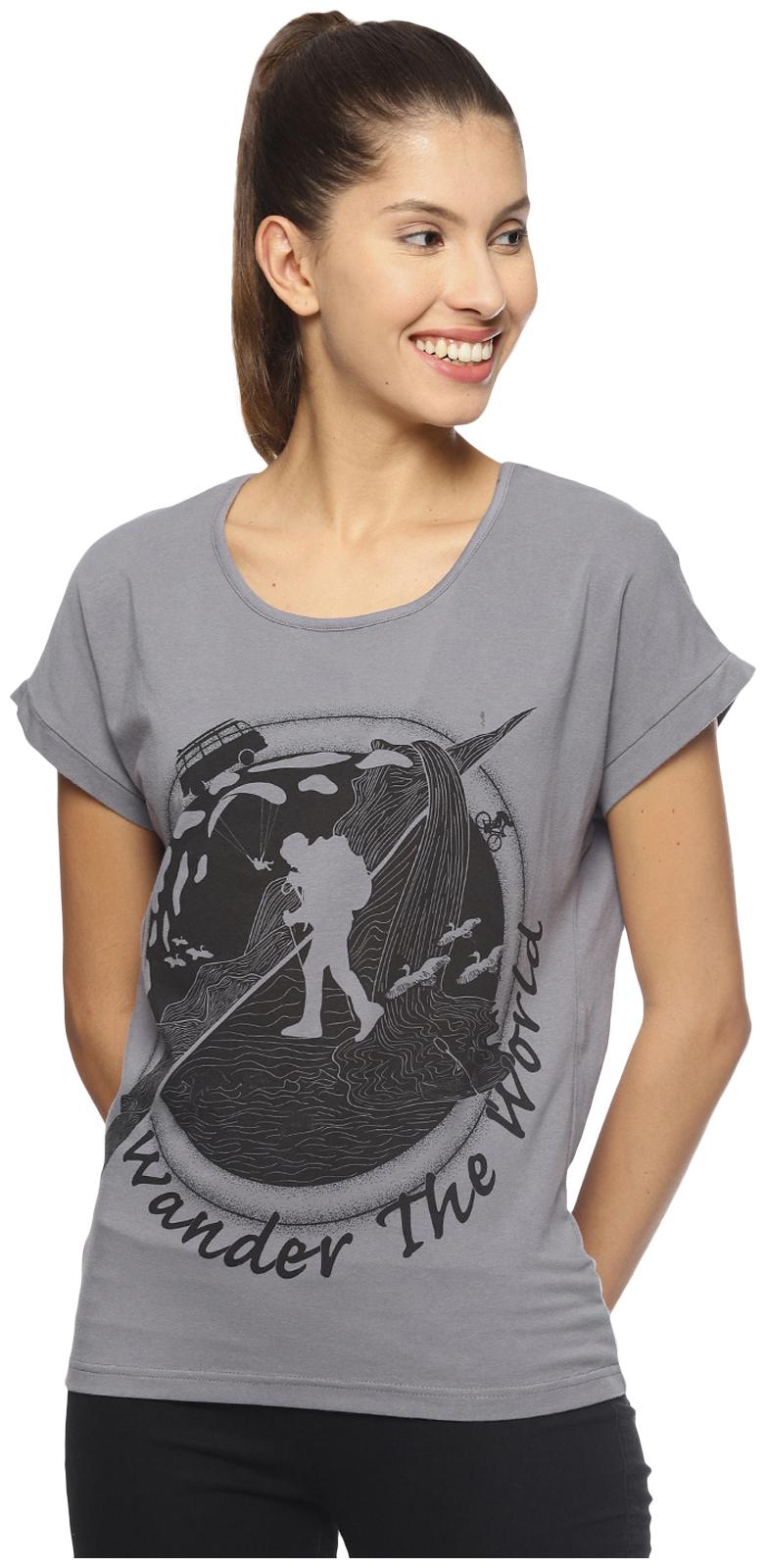 

Wolfpack Women Grey Regular fit Round neck Cotton T shirt