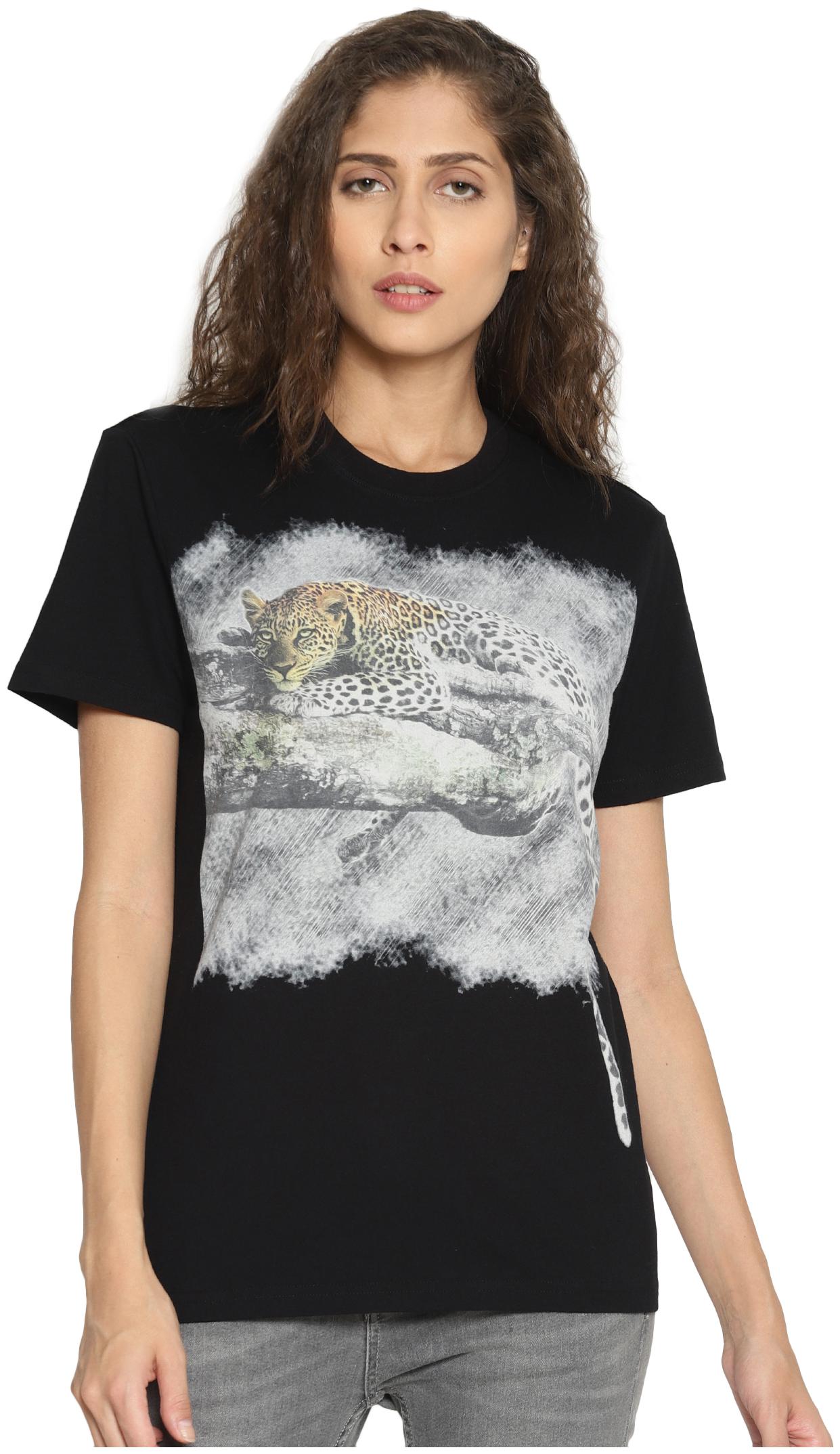 

Wolfpack Women Black Regular fit Round neck Cotton T shirt