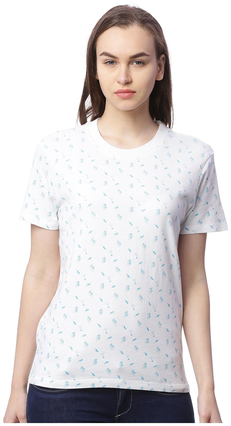 

Wolfpack Women White Regular fit Round neck Cotton T shirt