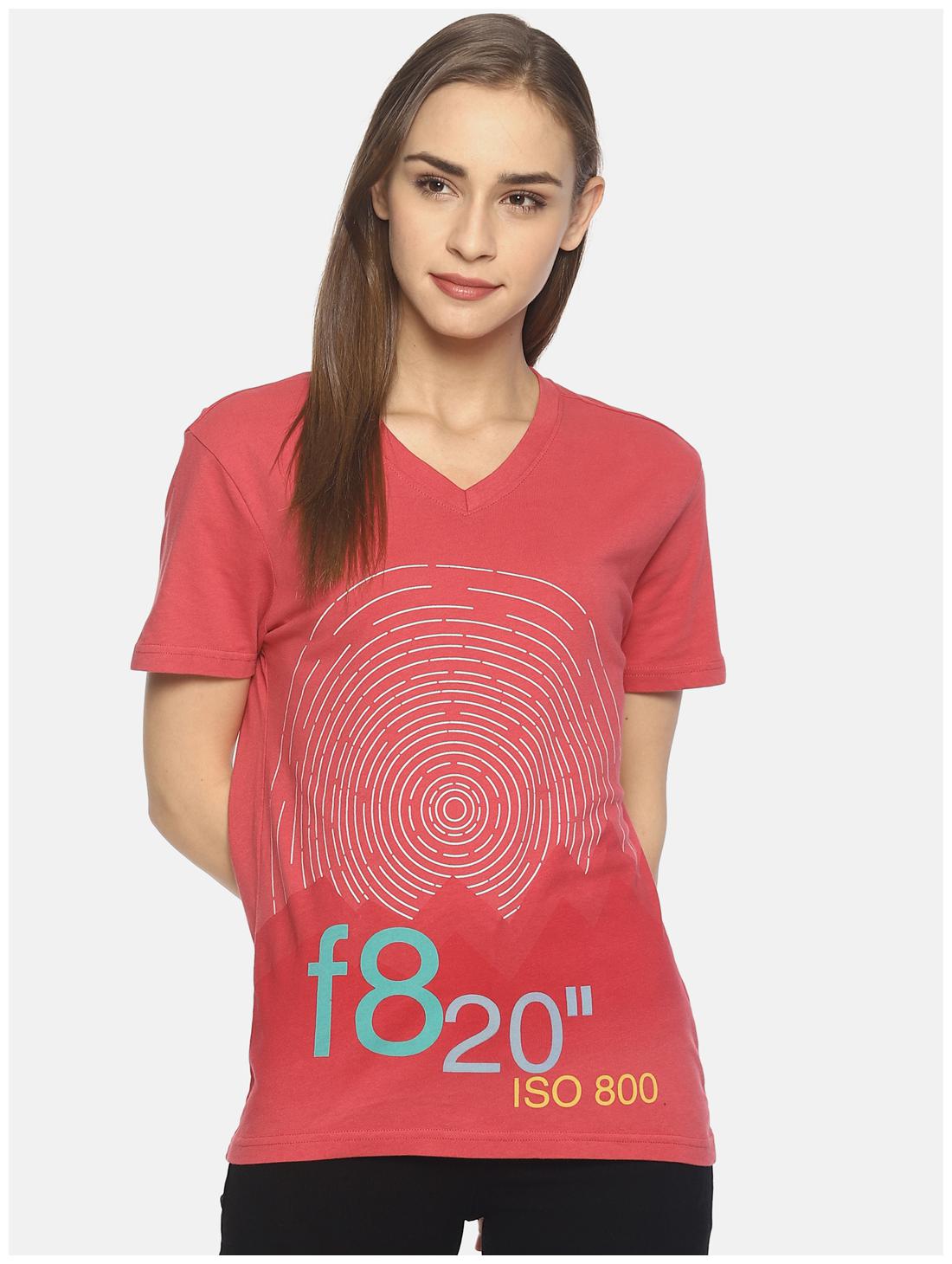 

Wolfpack Women Pink Regular fit V neck Cotton T shirt