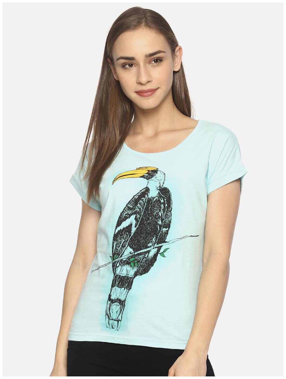 

Wolfpack Women Green Regular fit Round neck Cotton T shirt