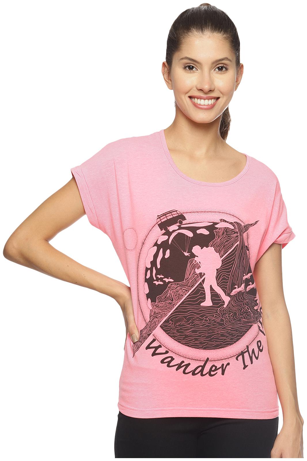 

Wolfpack Women Pink Regular fit Round neck Cotton T shirt