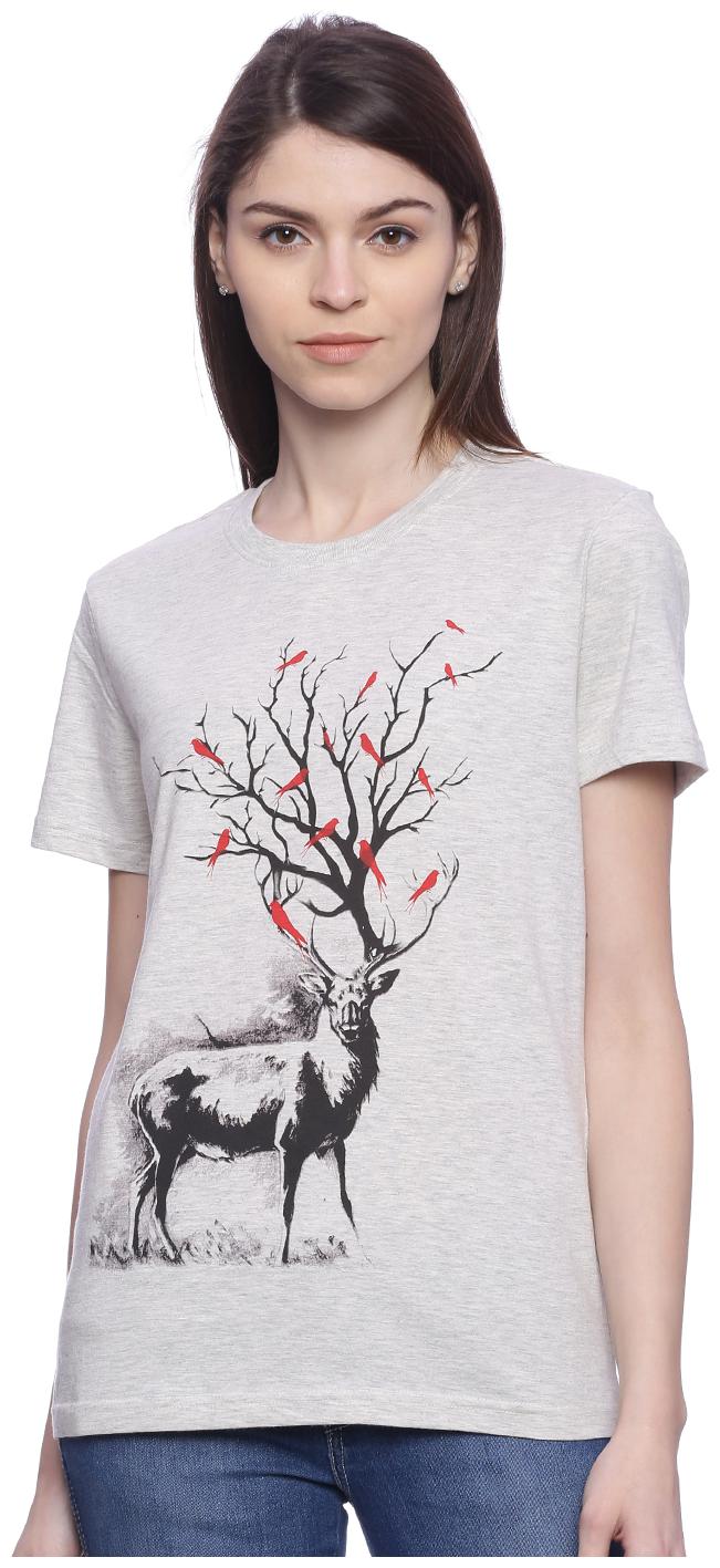 

Wolfpack Women Grey Regular fit Round neck Cotton T shirt