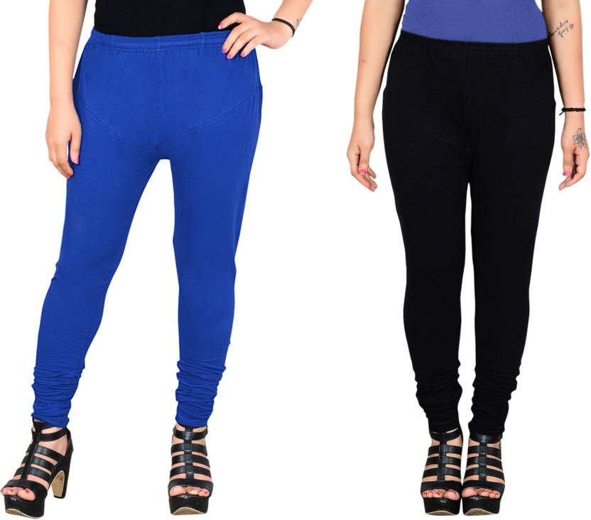 

woman churidar leggings blue black
