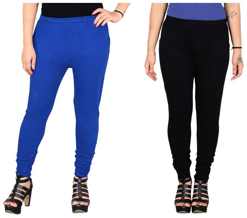 

woman churidar leggings blue black