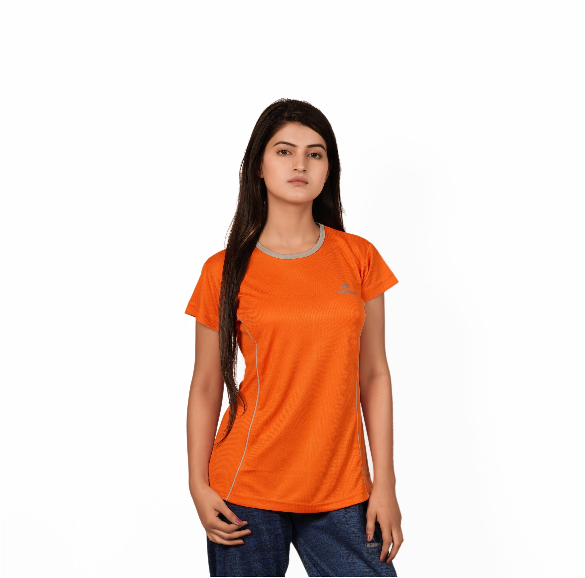 

AIRSNIPE Women Solid Sports T-Shirt - Orange Pack of 2