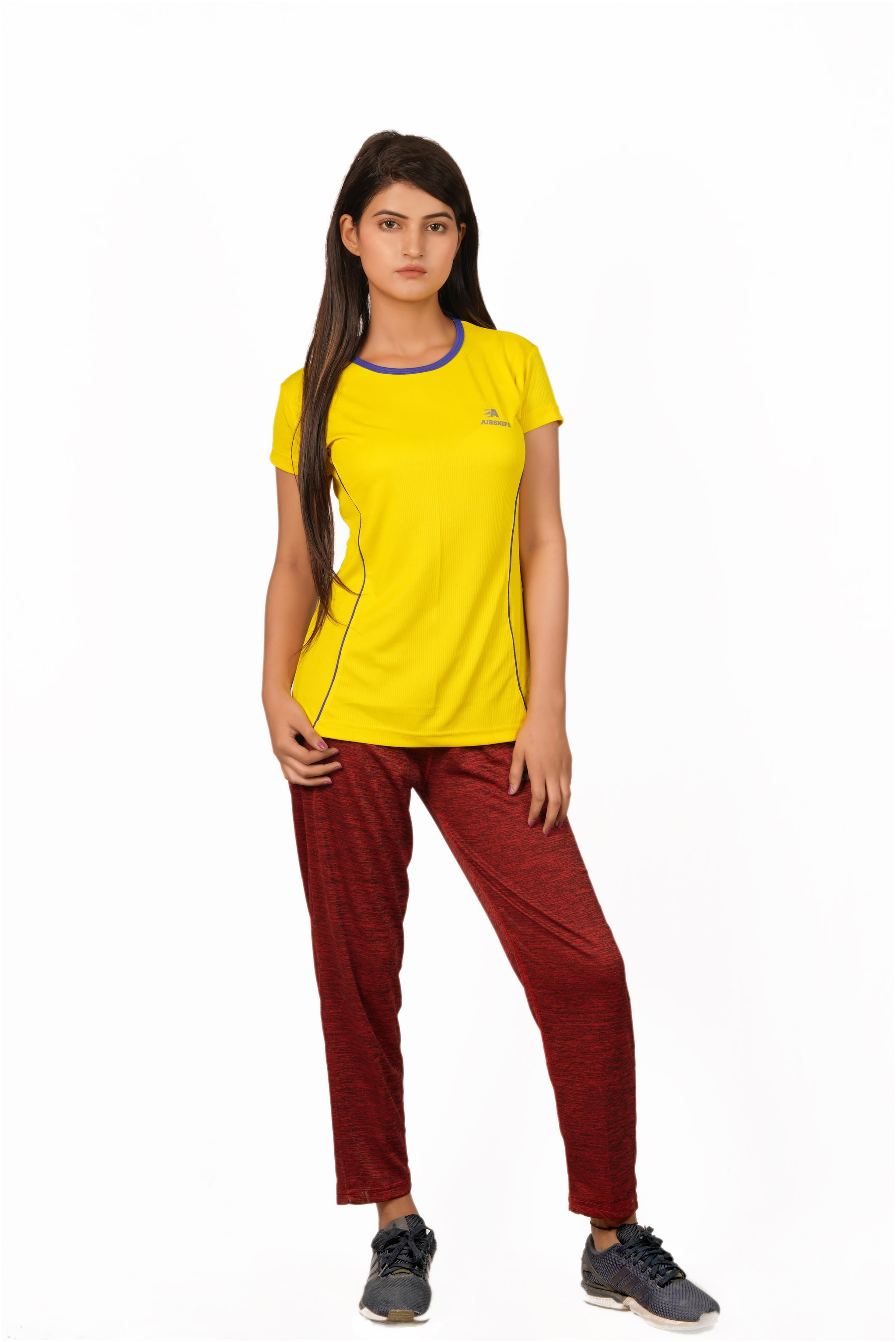 

AIRSNIPE Women Regular fit Polyester Printed Track pants - Grey Red