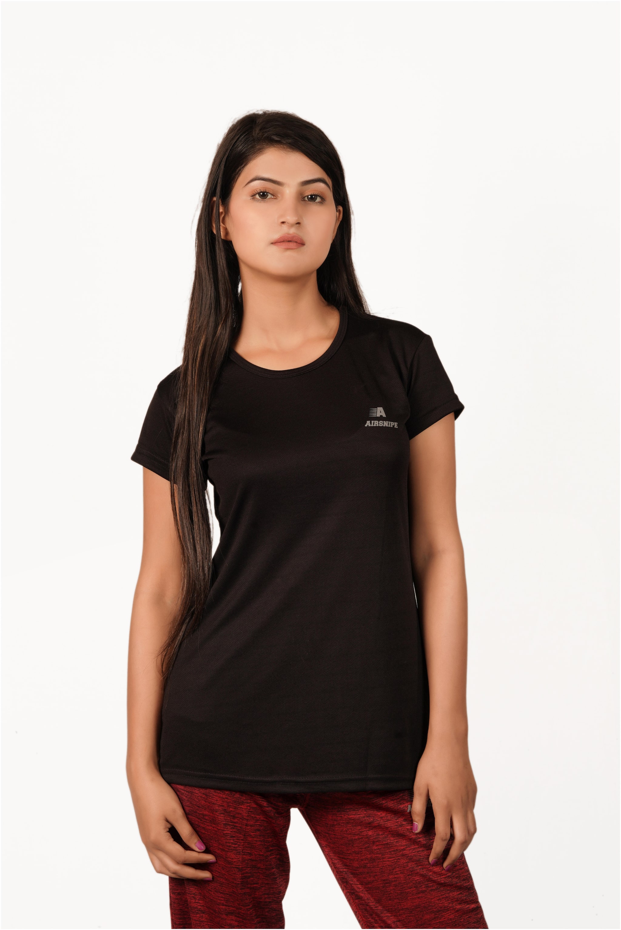 

AIRSNIPE Women Solid Sports T-Shirt - Black Pack of 2