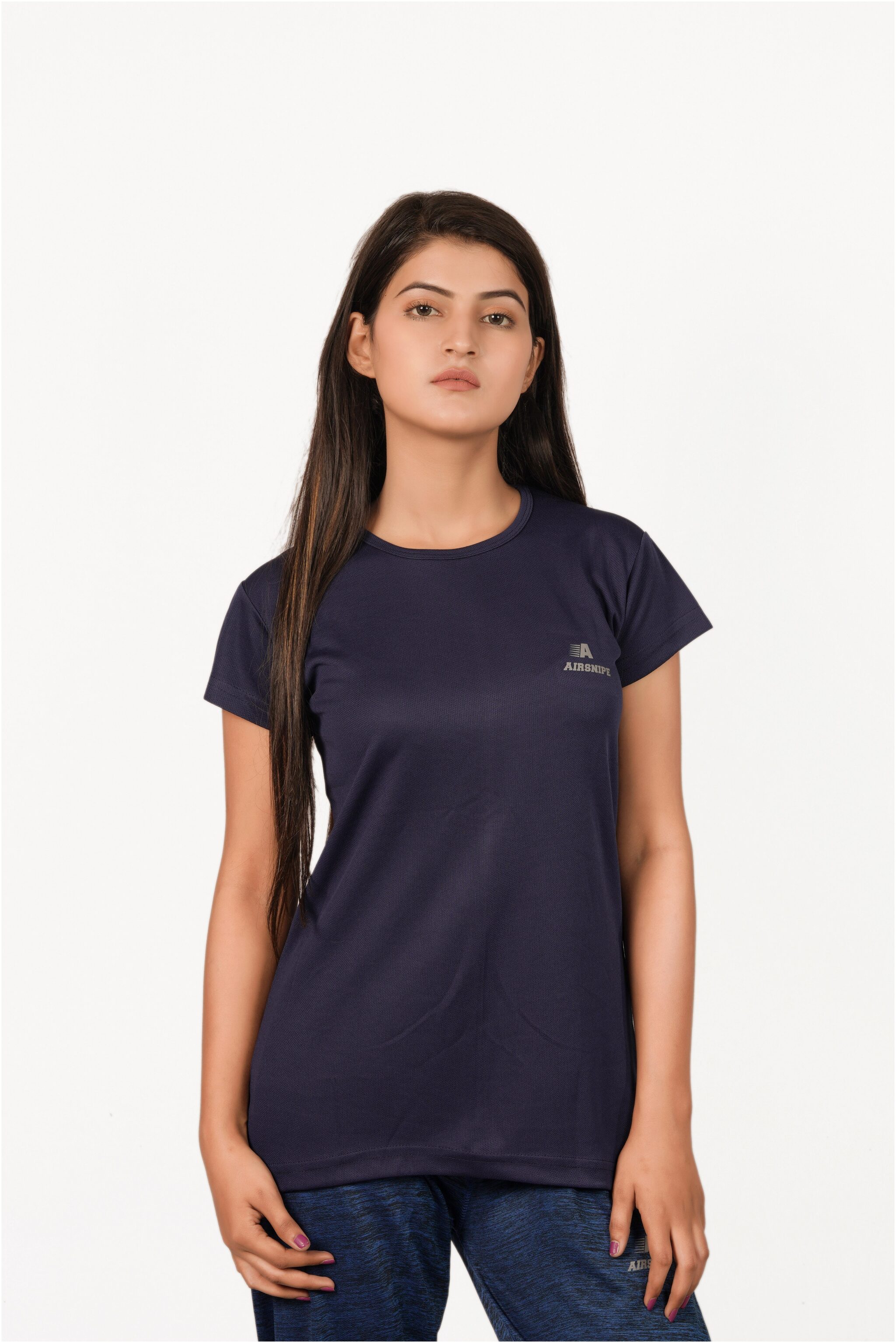 

AIRSNIPE Women Solid Sports T-Shirt - Blue Pack of 2