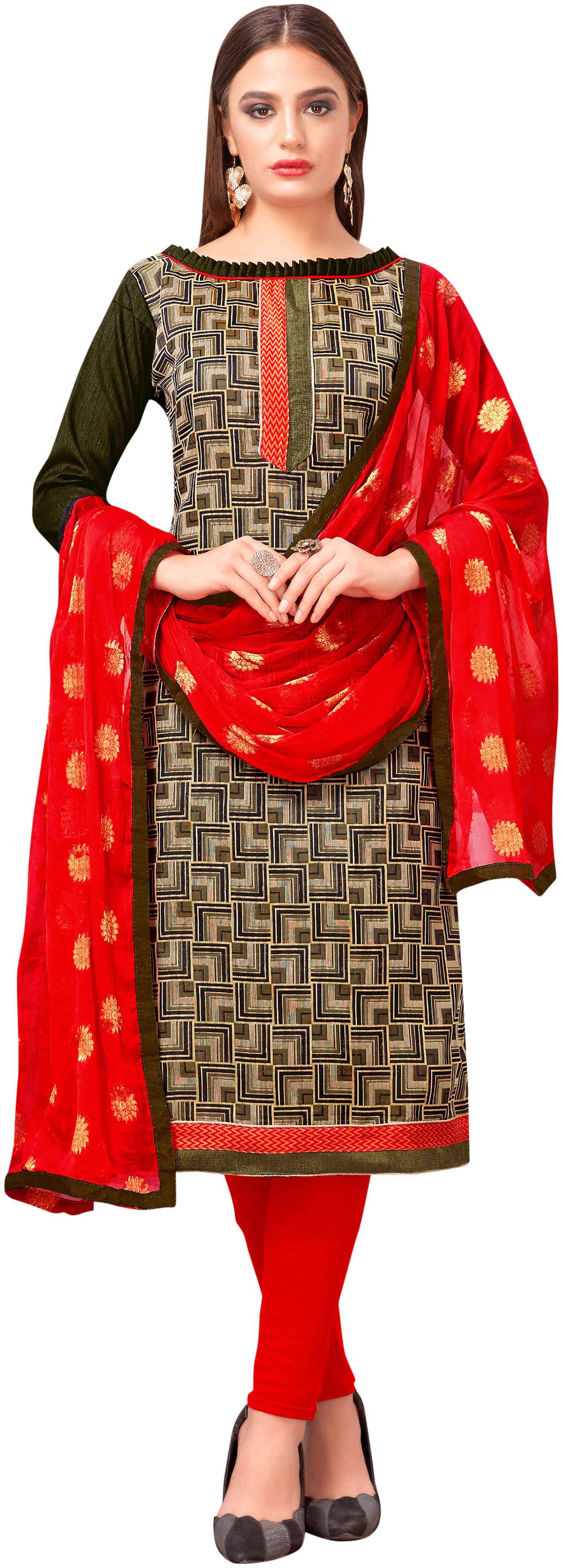 

Women Black emi titched Woven Banarai ilk Dre Material