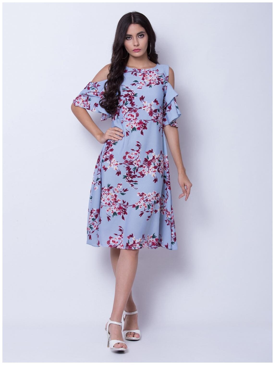 

O Madam Blue Floral Fit flare dress