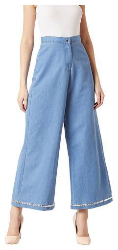 Miss Chase Women Blue Flared fit Regular trousers
