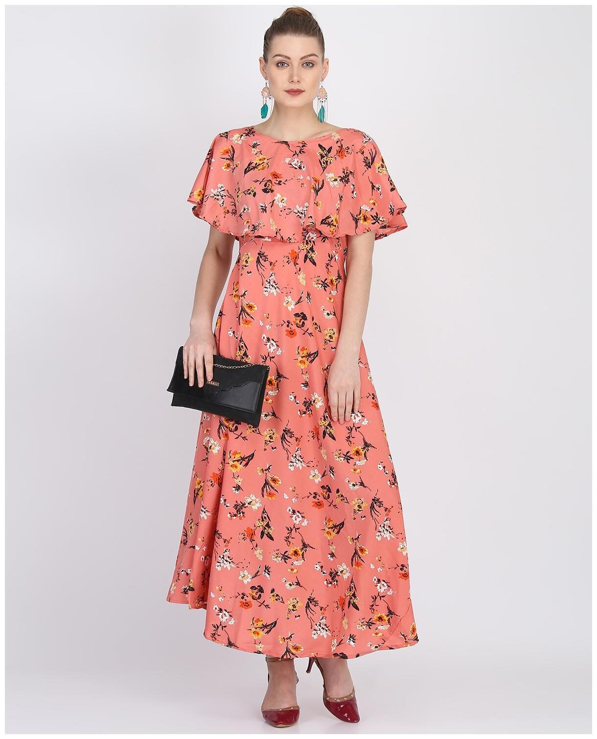 

O Madam Peach Floral Maxi dress