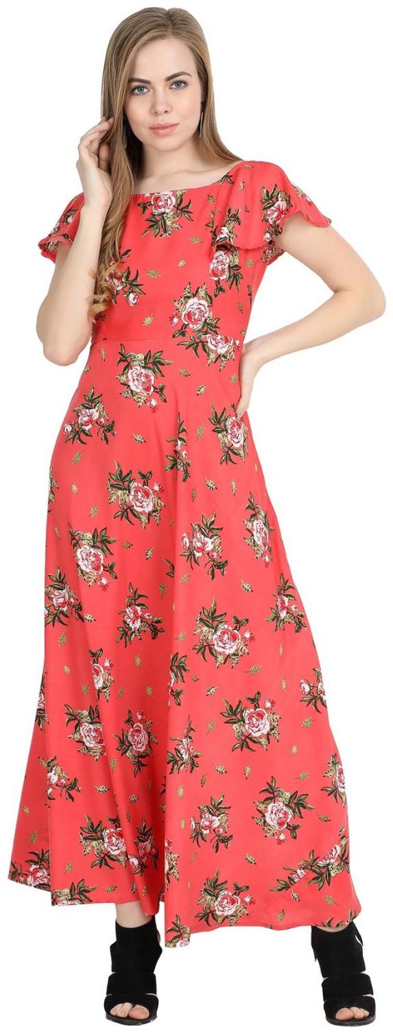 

O Madam Red Floral Fit flare dress