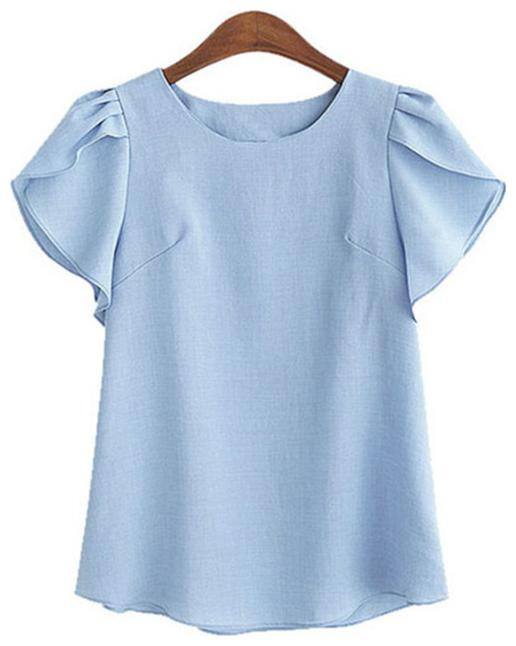FABRANGE Women Solid Regular top - Blue