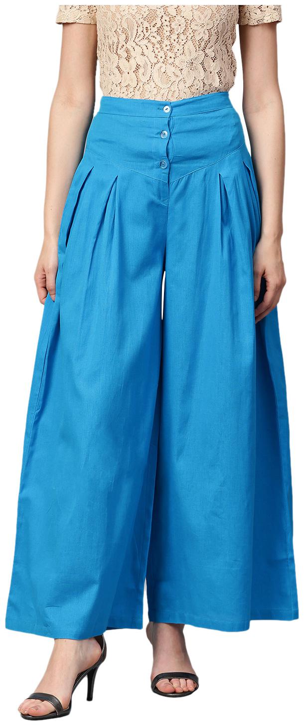

Ivy Blue Turquoise Solid Flared Palazzo