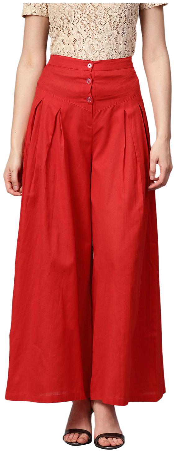 

Ivy Blue Red Solid Flared Palazzo