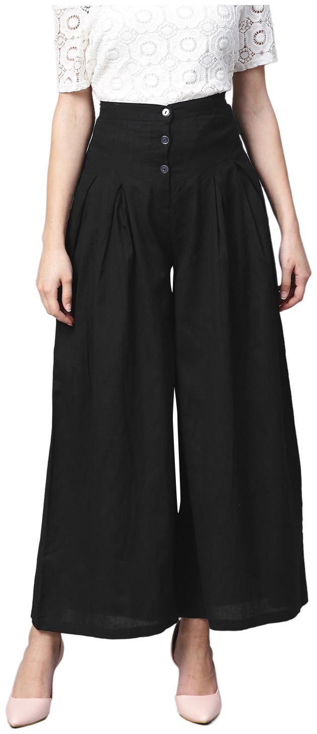 

Ivy Blue Black Solid Flared Palazzo